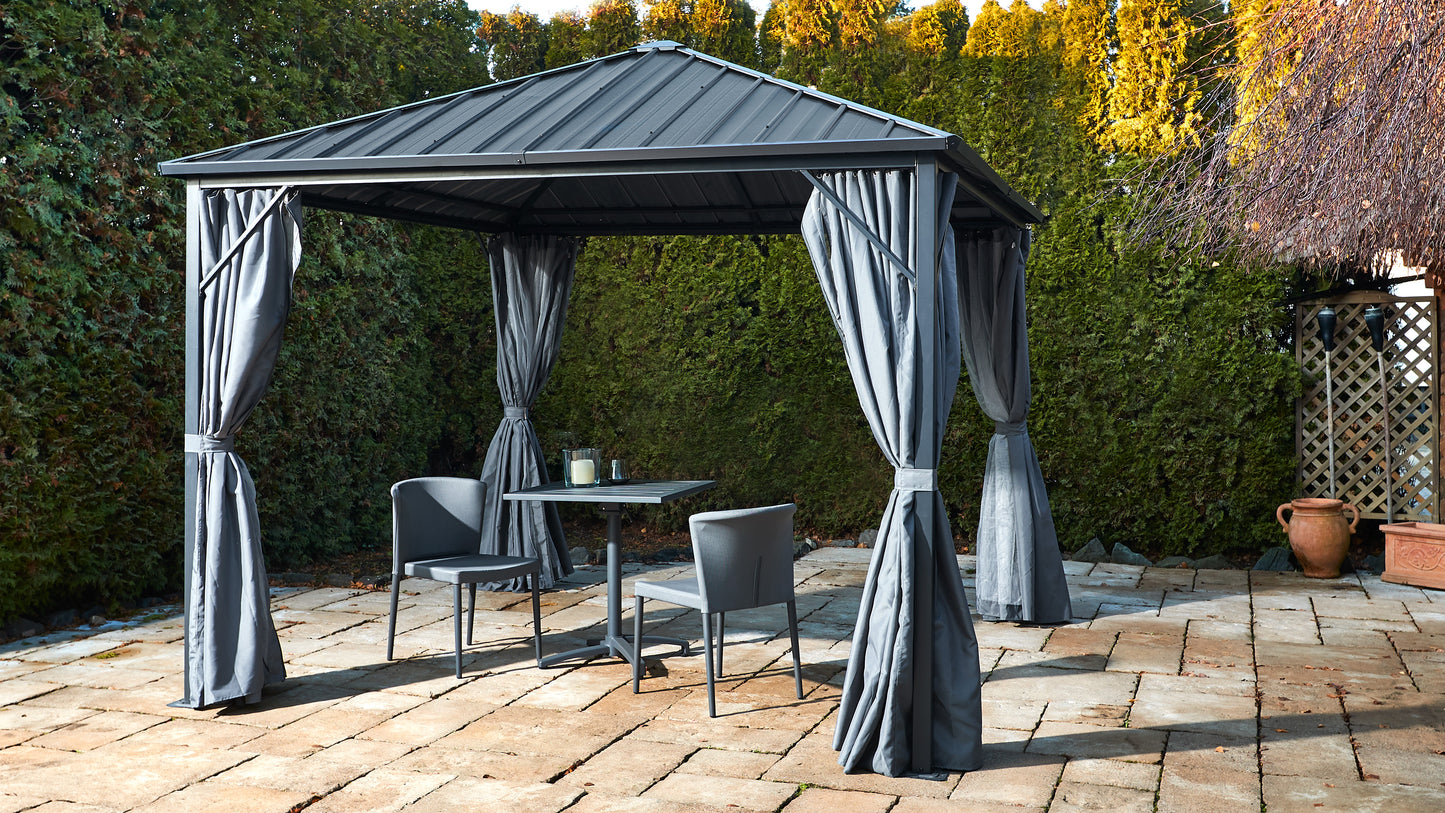 Balkonset Sol 3 teilig - 2x Stapelstuhl und Klapptisch aus Aluminium/Textilene