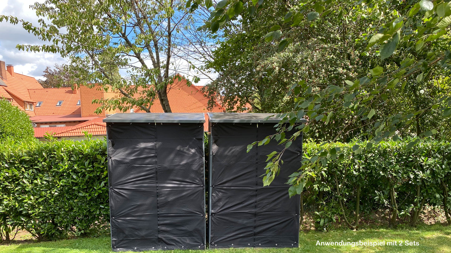 Wetterschutz Set Front und Rückwand zu Kaminholzunterstand 130x70x195cm Polyester Schwarz