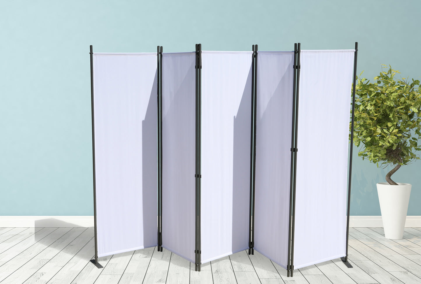 Paravent 5 teilig Weiss 268 x 167 cm Raumteiler Trennwand Sichtschutz