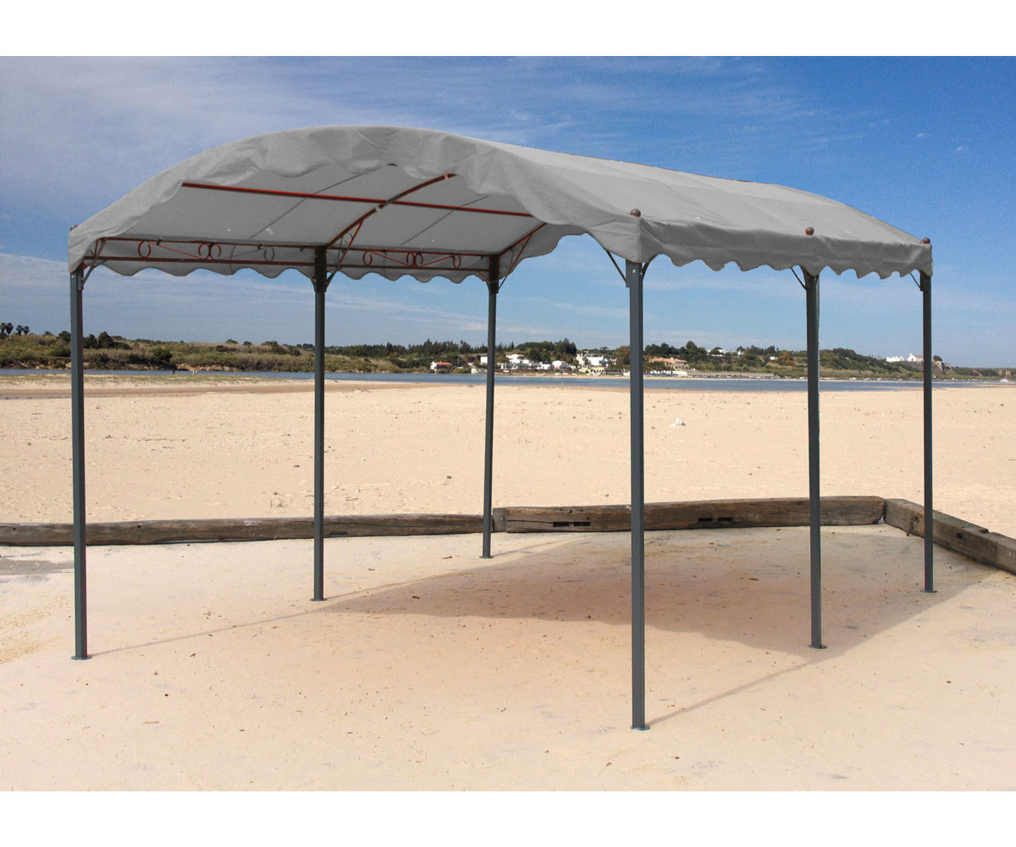 4 Seitenteile zu Bogenpergola 3x4m Grau