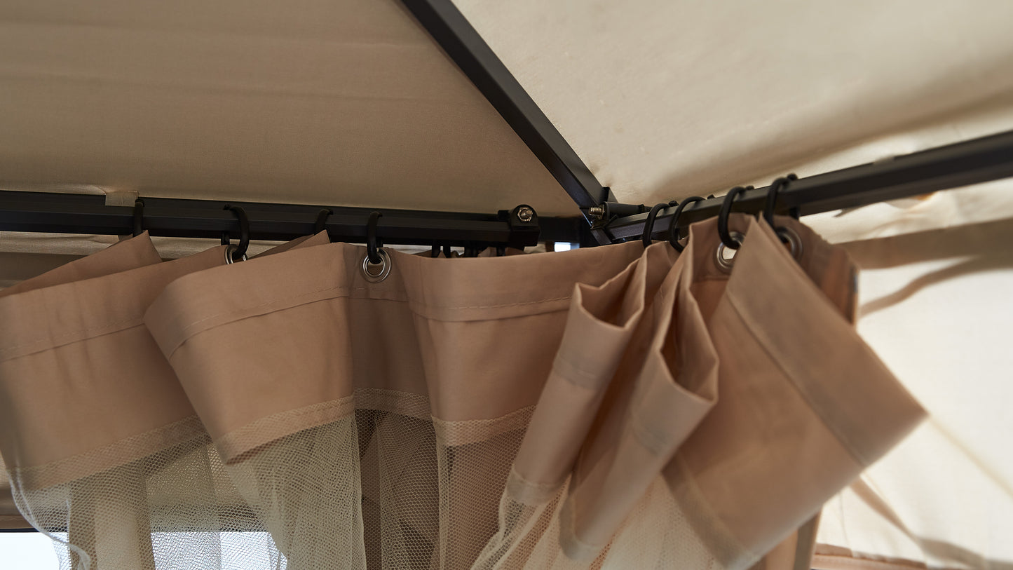 Garten-Pavillon ROM 3x3m mit 2 Seitenteil Sets geschlossen und mit Moskito Netz Party-Zelt Terrassen-Dach