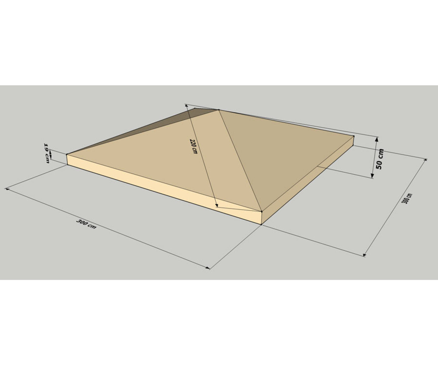 Universal Ersatzdach zu Pavillon 3x3m Sand Blätter Stil