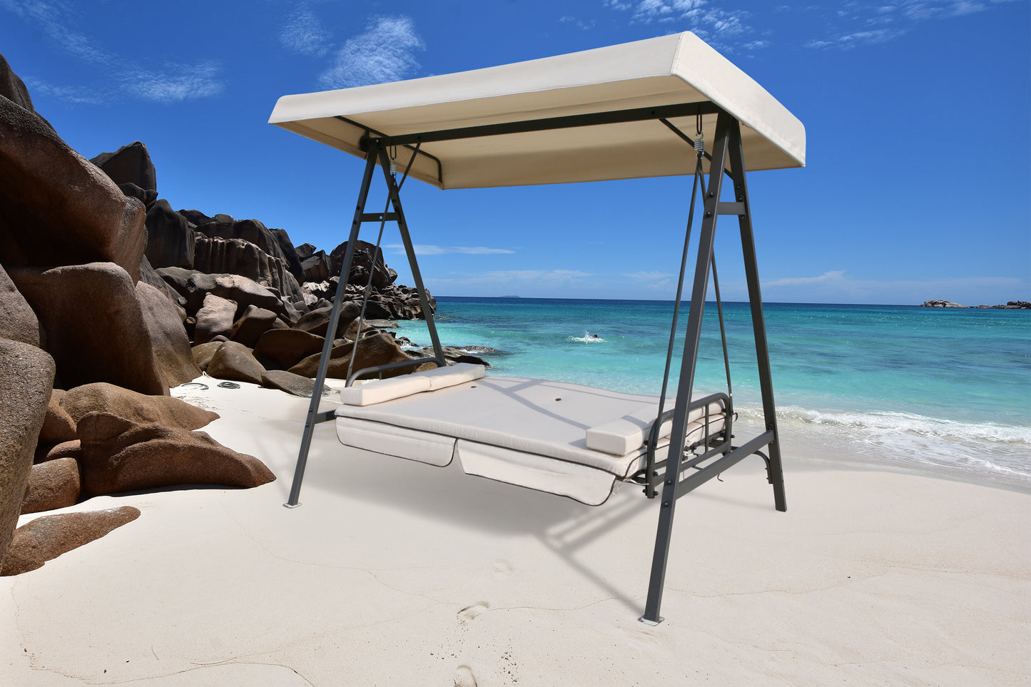 Hollywoodschaukel Amalfi, klappbar als Liege Relax Schaukel Gartenliege