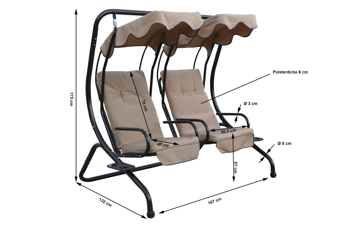 Hollywoodschaukel Duett 2 sitzig Relaxen Spass Beige