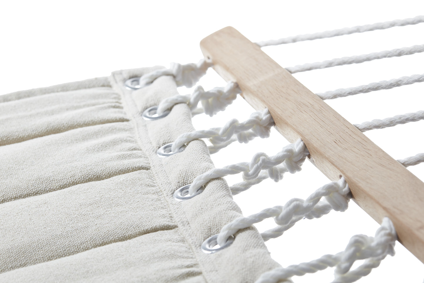 Stabhängematte 200 x 140 cm gepolstert Beige Hängematte Hammock Mehrpersonen 160 Kg