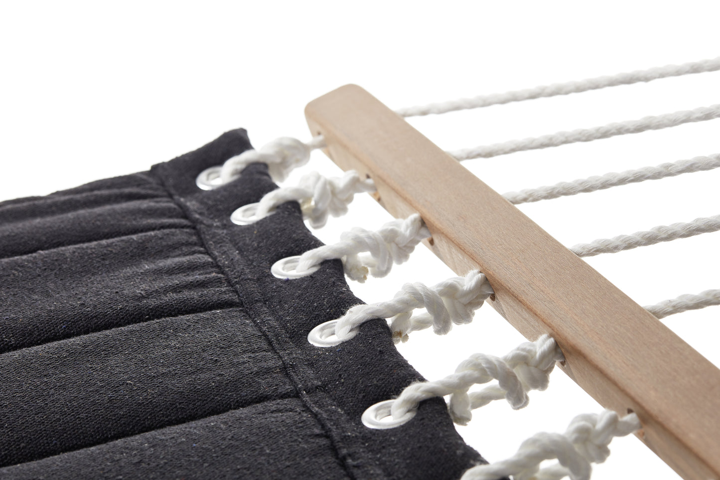 Stabhängematte 200 x 140 cm gepolstert Schwarz Hängematte Hammock Mehrpersonen 160 Kg