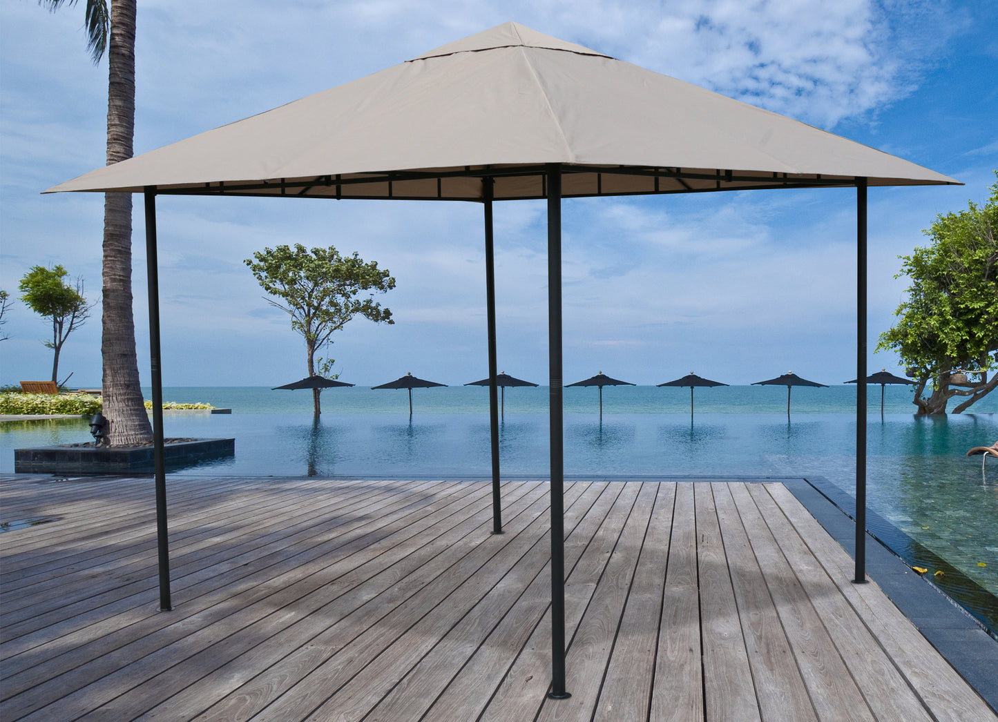 Antikpavillon Amalfi Flex 3 x 3 m Taupe Gartenpavillon Partyzelt