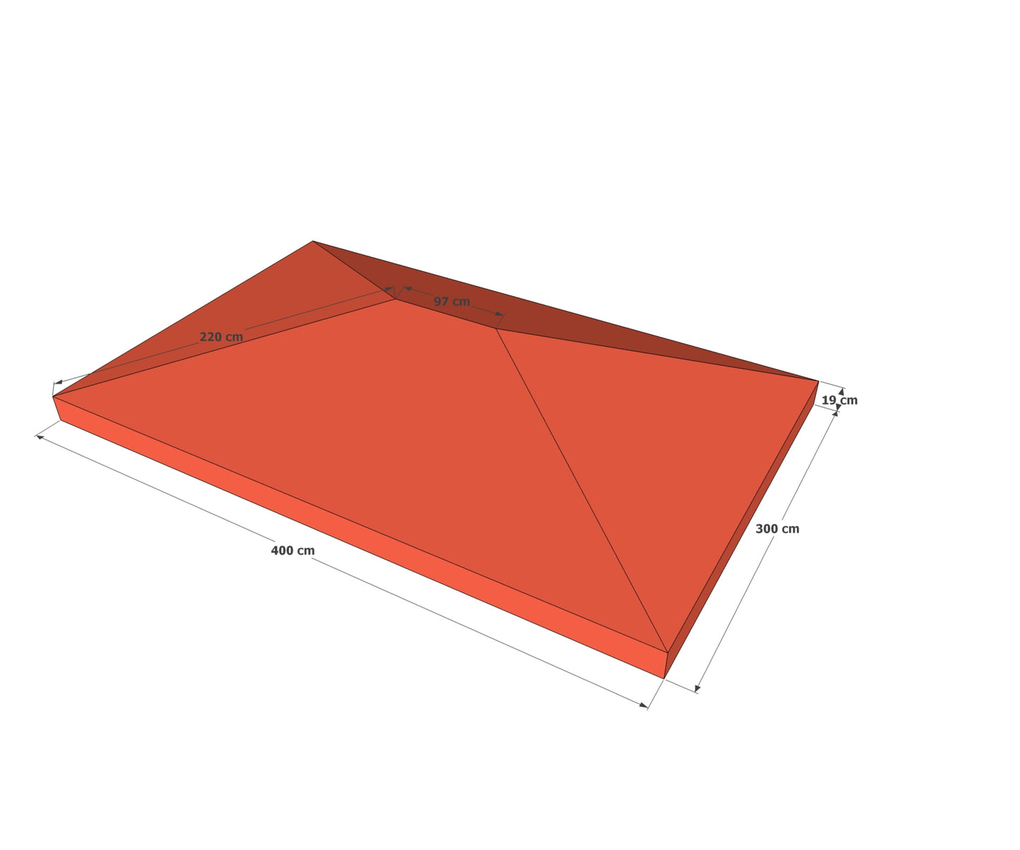 Ersatzdach zu Aluoptik Pavillon 3x4m Terrakotta Rankpavillon universell