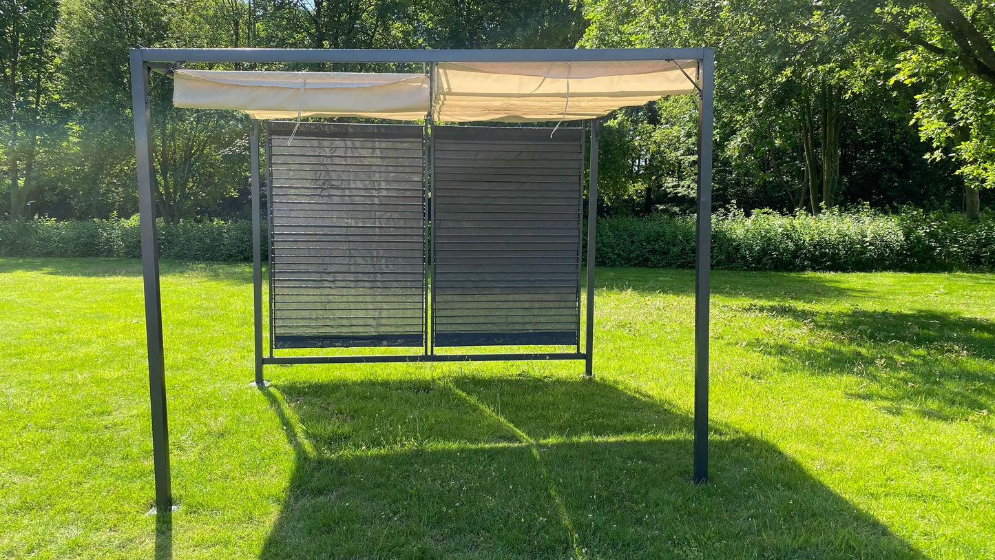 2 Seitenteile für Flachdachpergola Venecia Textilene Grau