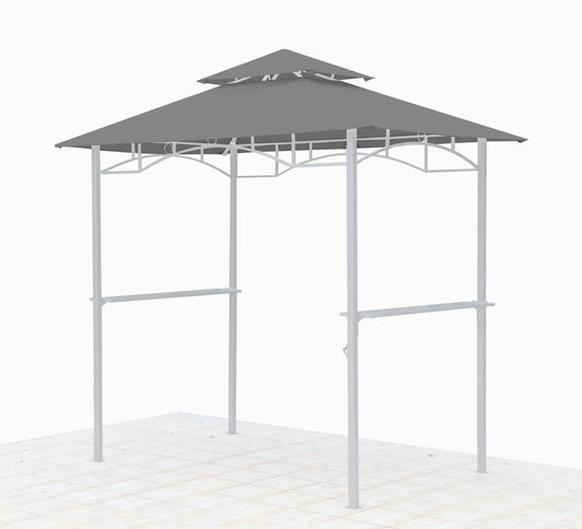 Ersatzdach für BBQ Grill Pavillon  1,5x2,4m Grau Unterstand Doppeldach  Gazebo