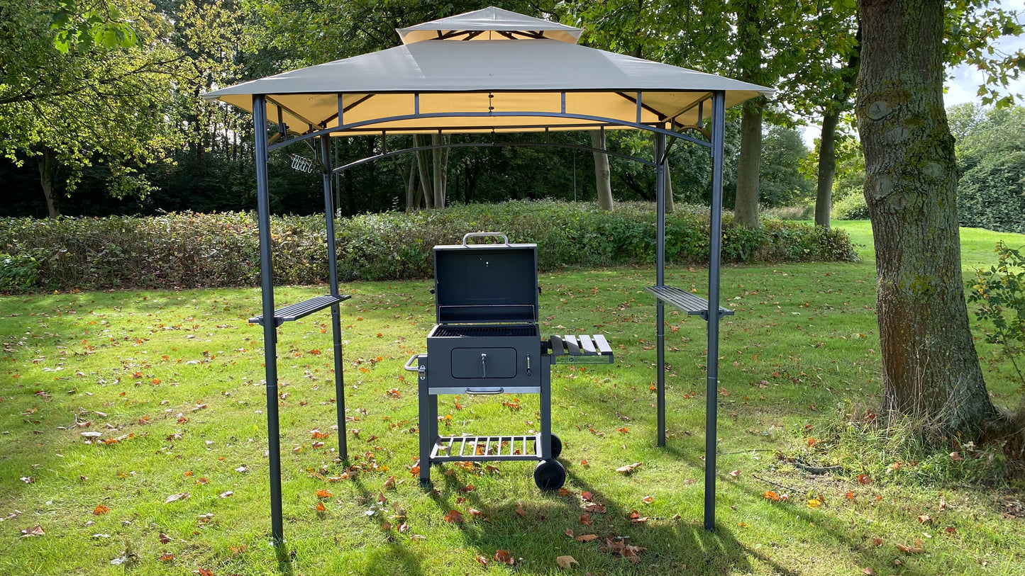 Grillpavillon BBQ 1,5x2,4m inkl. Flammschutzdach sand