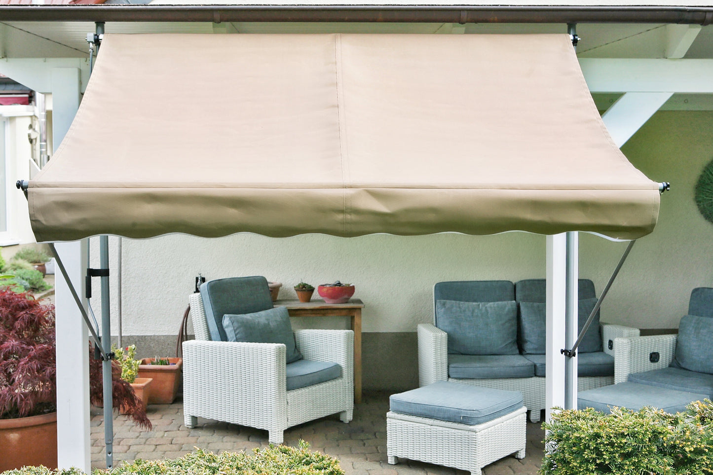 Klemmmarkise Ontario 205x130cm Taupe Balkonmarkise höhenverstellbar von 200cm-320cm