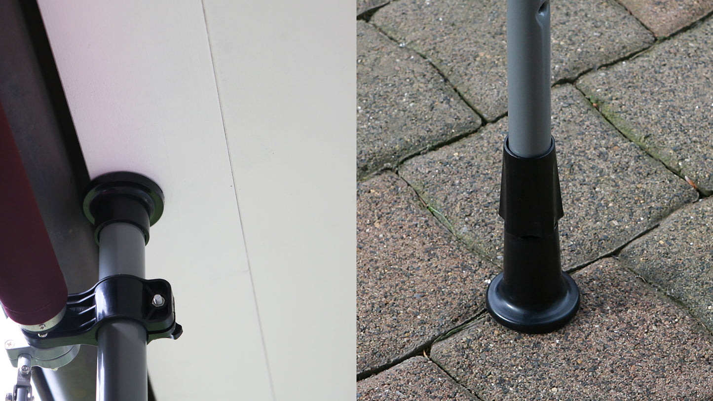 Klemmmarkise Ontario 294 x 130 cm Bordeaux Gestell Grau Balkonmarkise höhenverstellbar von 200 cm – 320 cm