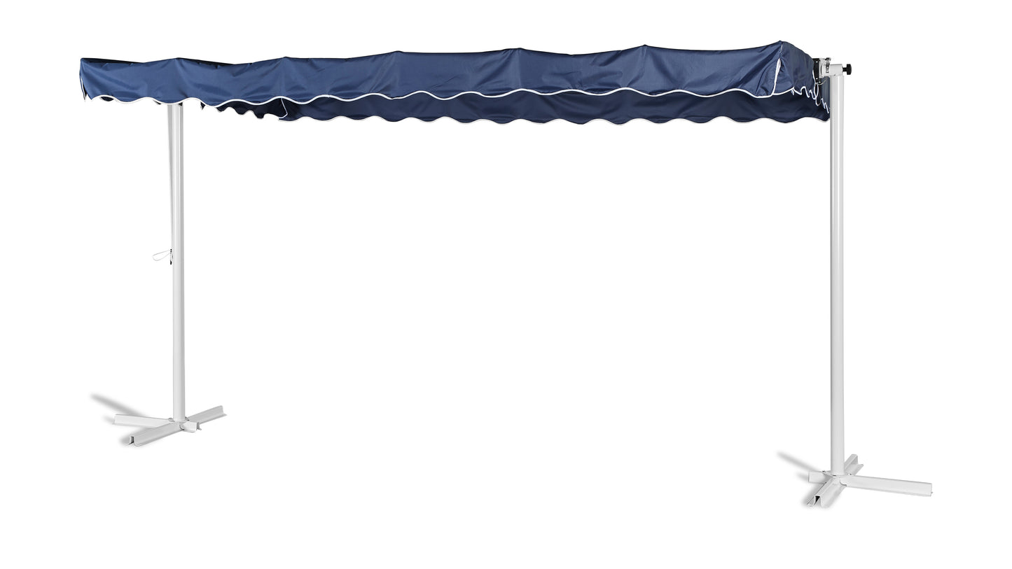 Standmarkise Dubai Blau 375x225cm mit  Schutzhülle Terrassenüberdachung  Raffmarkise Mobile Markise Ziehharmonika