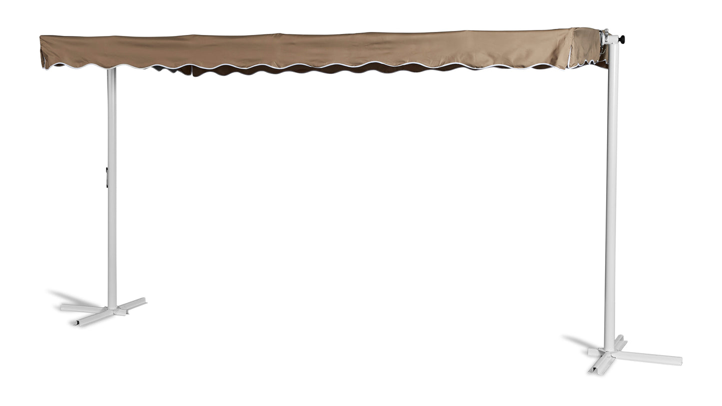 Standmarkise Dubai Taupe 375x225cm  mit Schutzhülle Terrassenüberdachung  Raffmarkise Mobile Markise Ziehharmonika