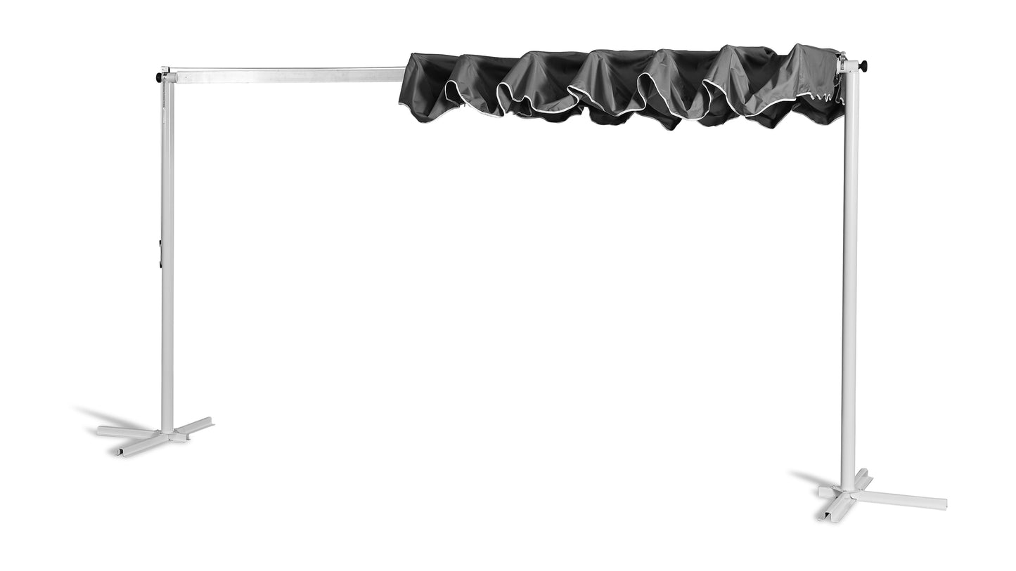 Standmarkise Dubai Grau 375x225cm mit  Schutzhülle Terrassenüberdachung  Raffmarkise Mobile Markise Ziehharmonika