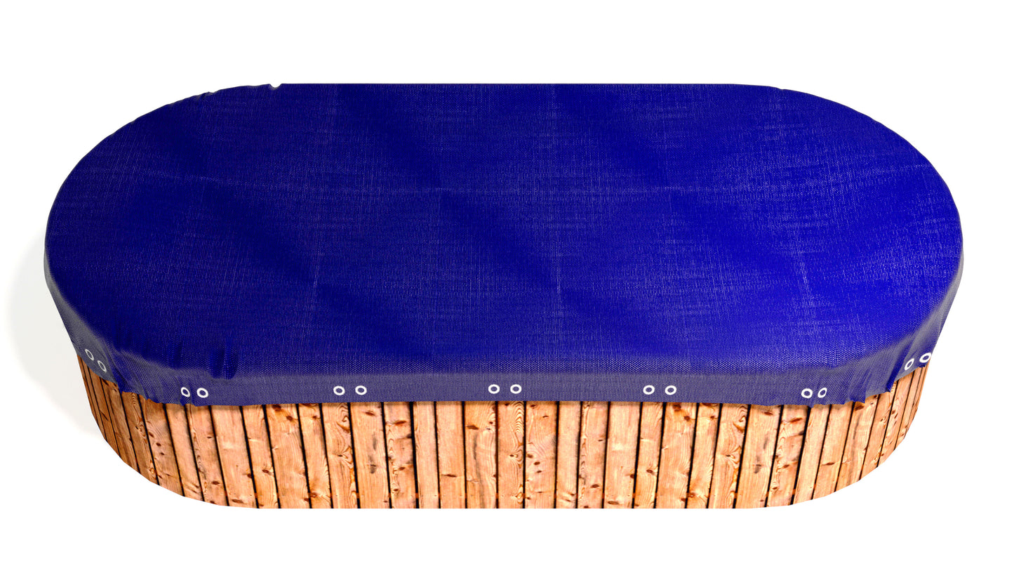 Abdeckplane für Pool oval 770x500cm  Royalblau  Planenmaß 850x580cm Sommer Winter
