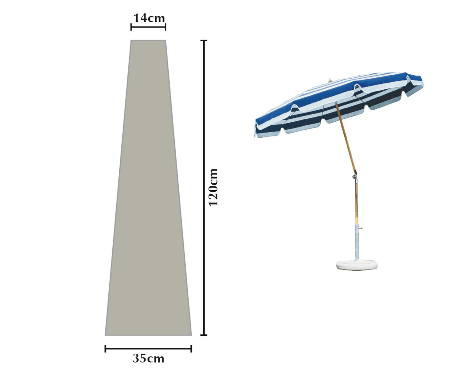 Schutzhülle Sonnenschirm Länge 120 cm  Plane Schutzhaube Weiß