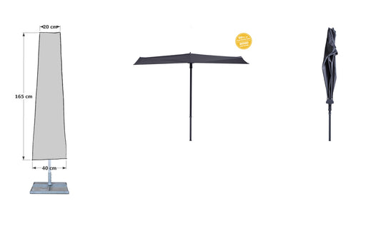 Schutzhülle 165cm Sonnenschirme bis  Ø300cm Schwarz Wäschespinne Schutzhaube  Abdeckung Schutzplane