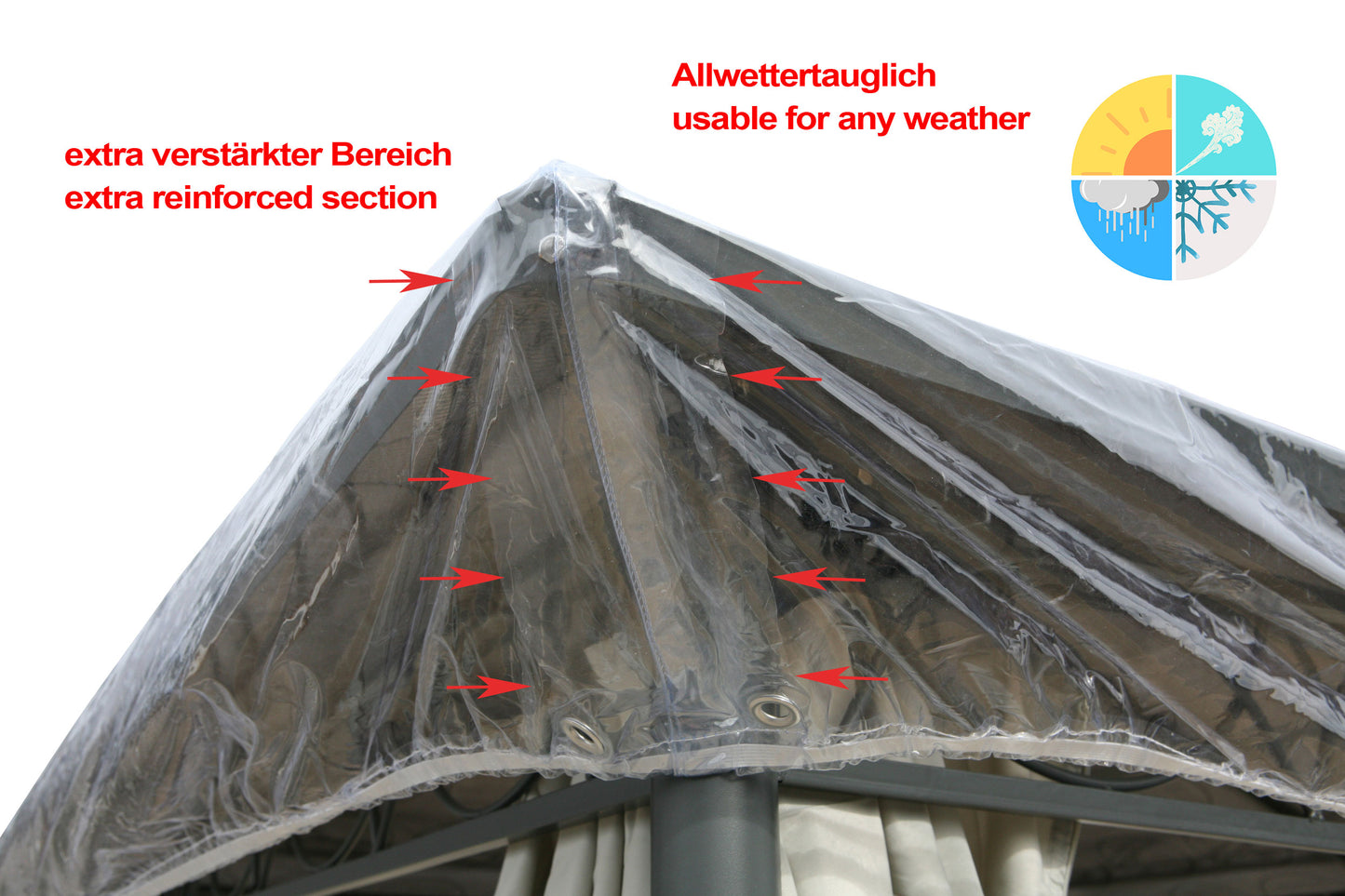 Schutzhaube 3 x 3,6 m Abdeckplane Plane  Pavillon Hardtop Regenschutz