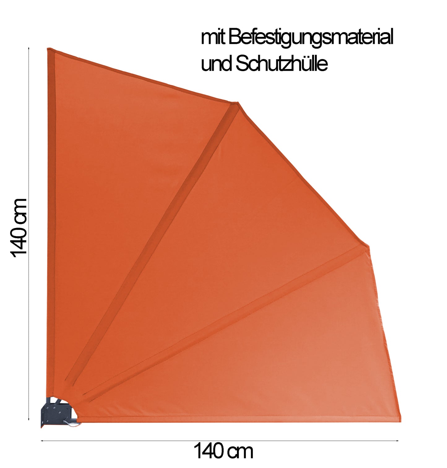Sichtschutz Fächer Premium 140x140cm  Orange Balkon Trennwand