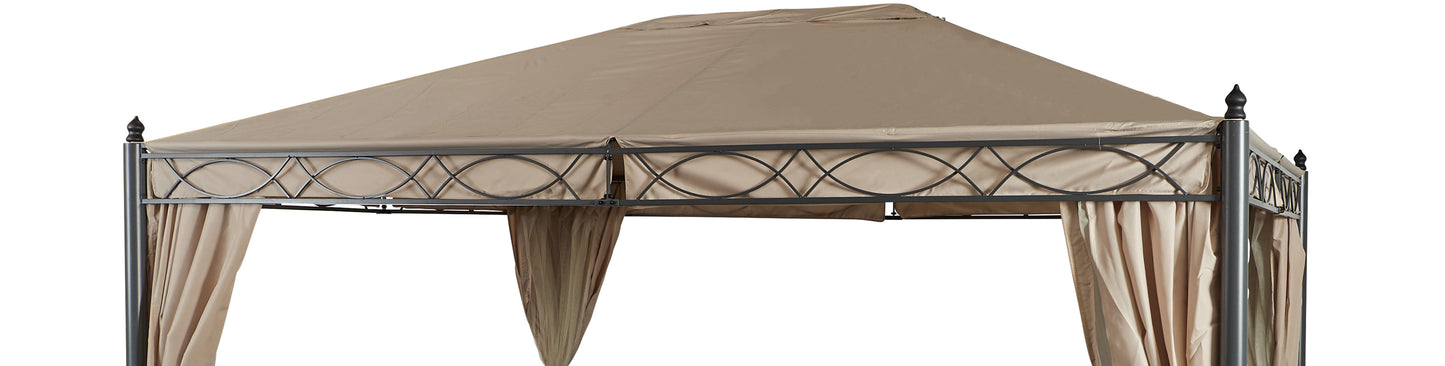 Ersatzdach zu Garten-Pavillon ROM 3x4  Beige Party-Zelt Terrassen-Dach