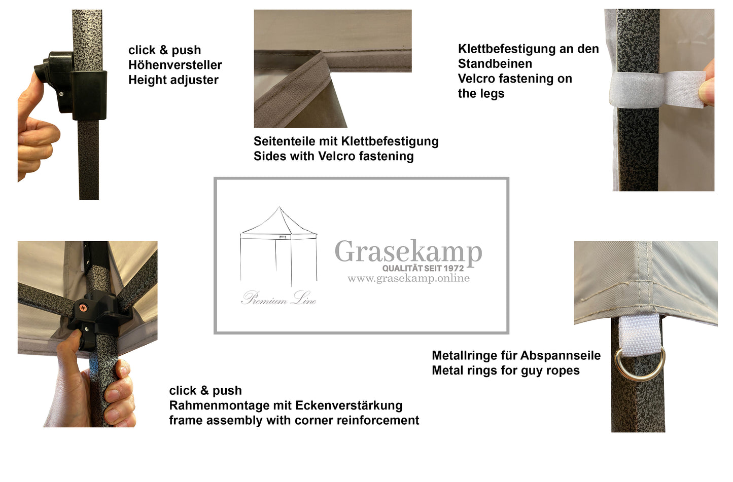 Faltpavillon Modena 3x3m beige inkl.  Seitenteile - extra starkes Gestell