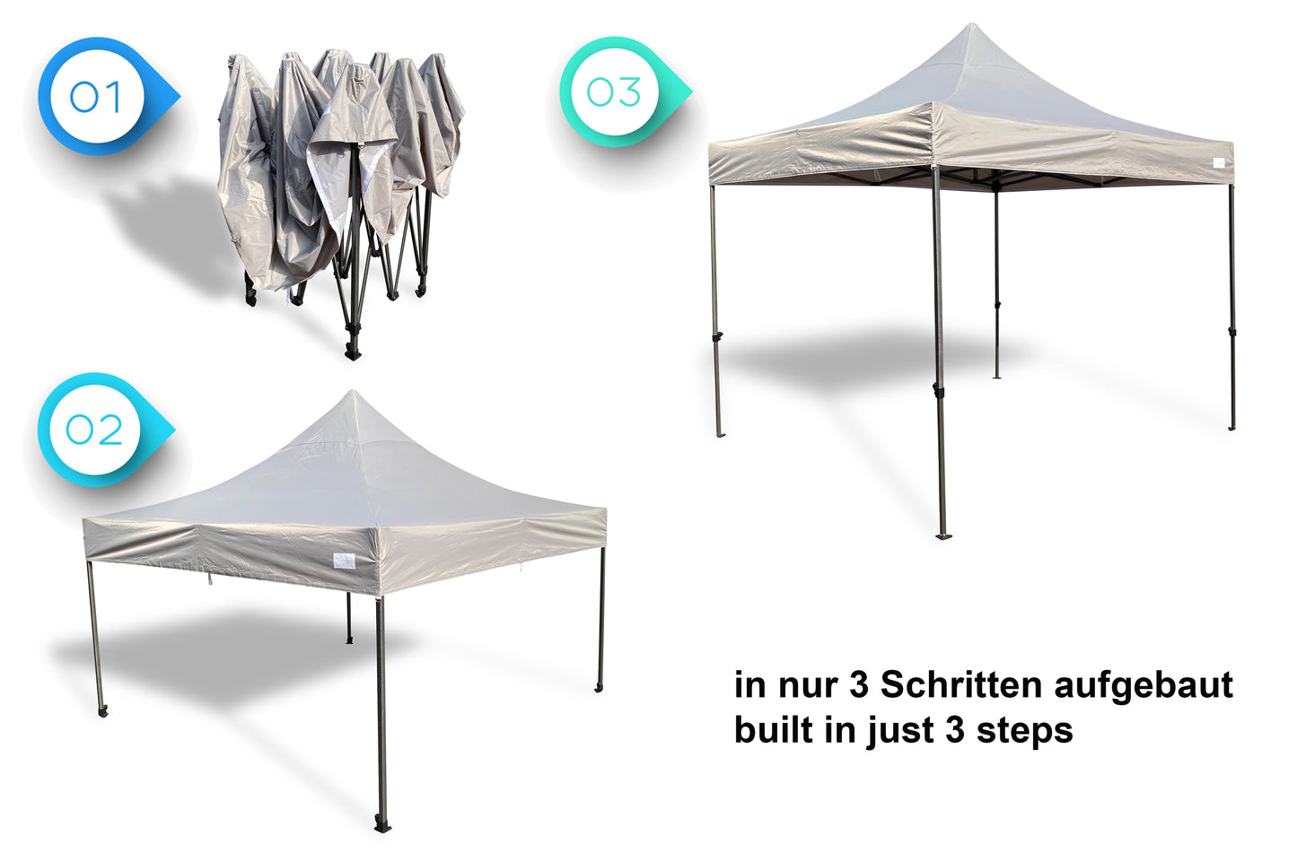 Faltpavillon Modena 3x3m bordeaux inkl.  Seitenteile - extra starkes Gestell