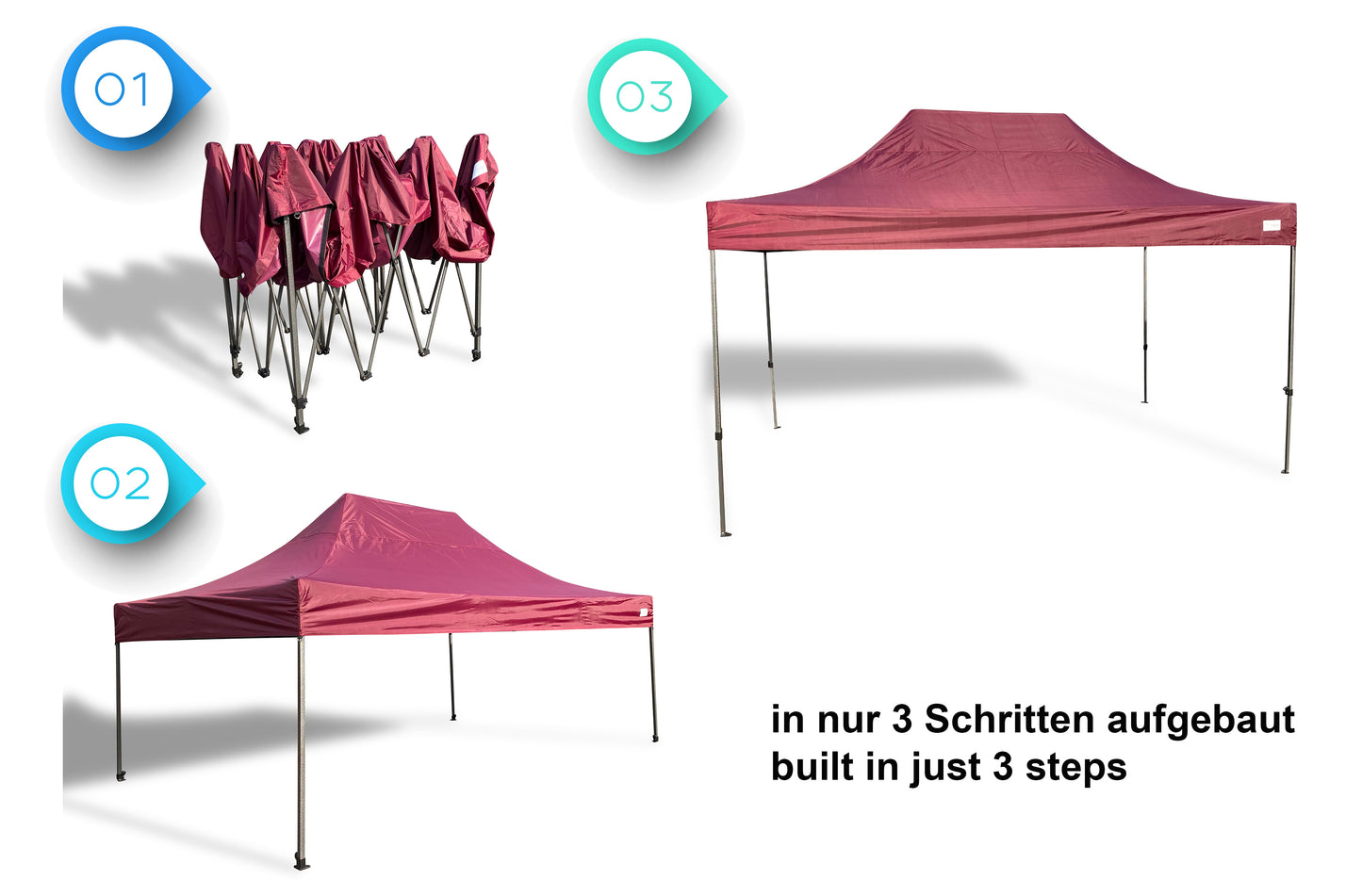 Faltpavillon Modena 3x4,5m bordeaux  inkl. Seitenteile - extra starkes  Gestell