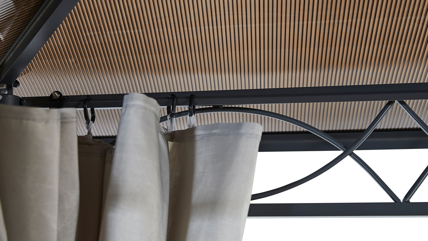 Hardtop Pavillon Meran 3x3,6m mit  Seitenteile Doppelstegplatten Hohlkammer  Polycarbonat