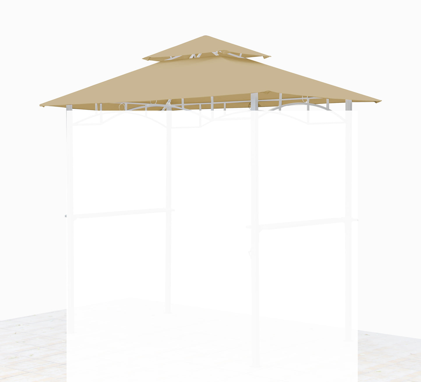 Ersatzdach für BBQ Grill Pavillon  1,5x2,4m Sand Unterstand Doppeldach  Gazebo