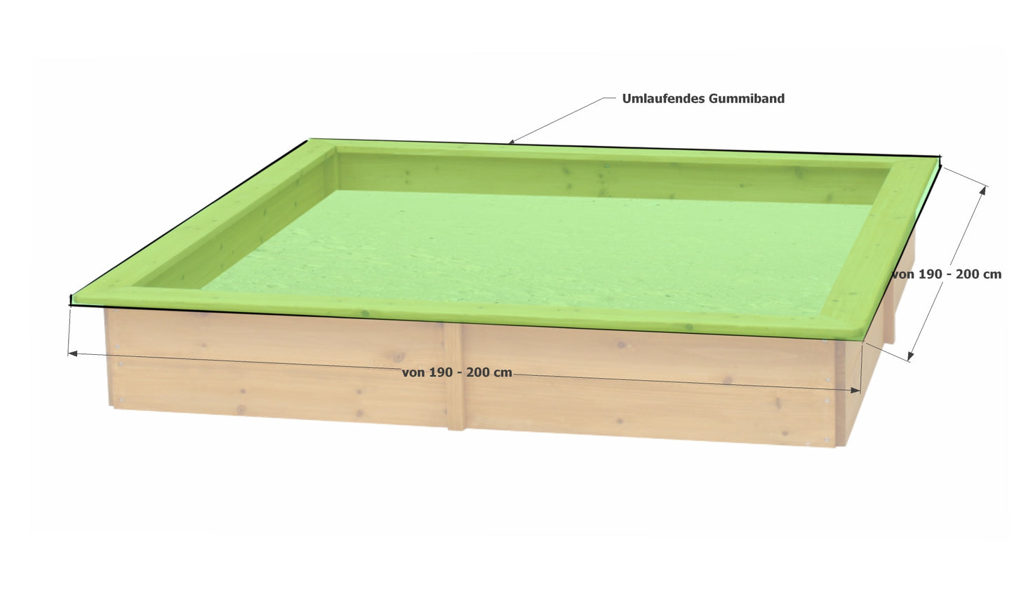 Sandkastenabdeckung Plane für Sandkasten  190x190 und 200x200cm Grün