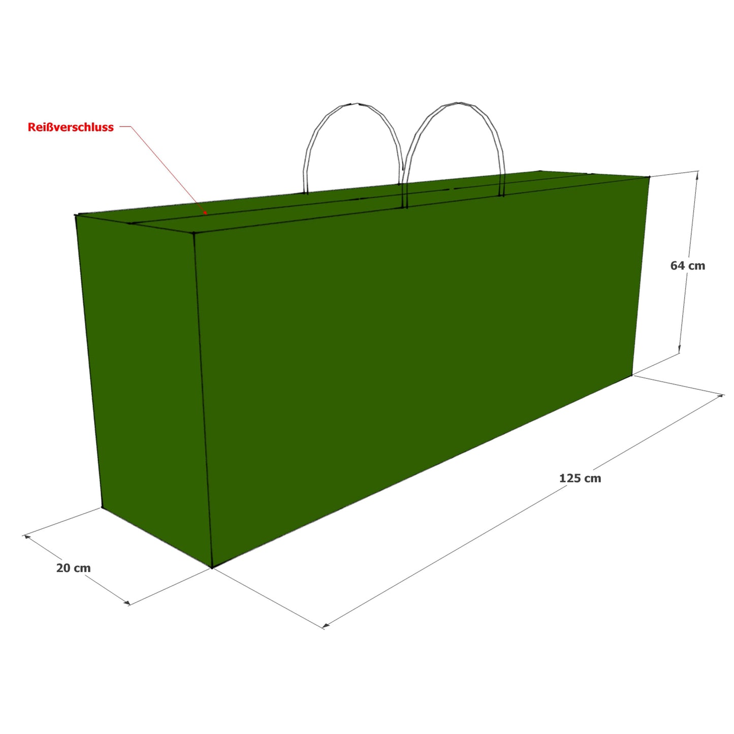 Kissentasche Schutztasche Tragetasche  für 2 Rollliegen Auflagen Grün