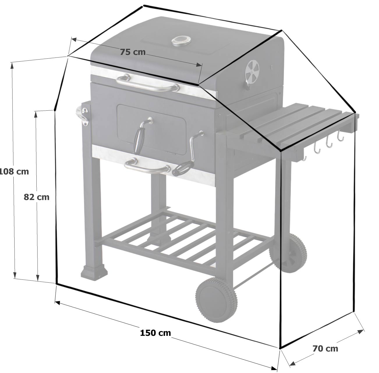 Schutzhülle Grillabdeckung zu Tepro  Toronto XXL Grill 150x70x108cm