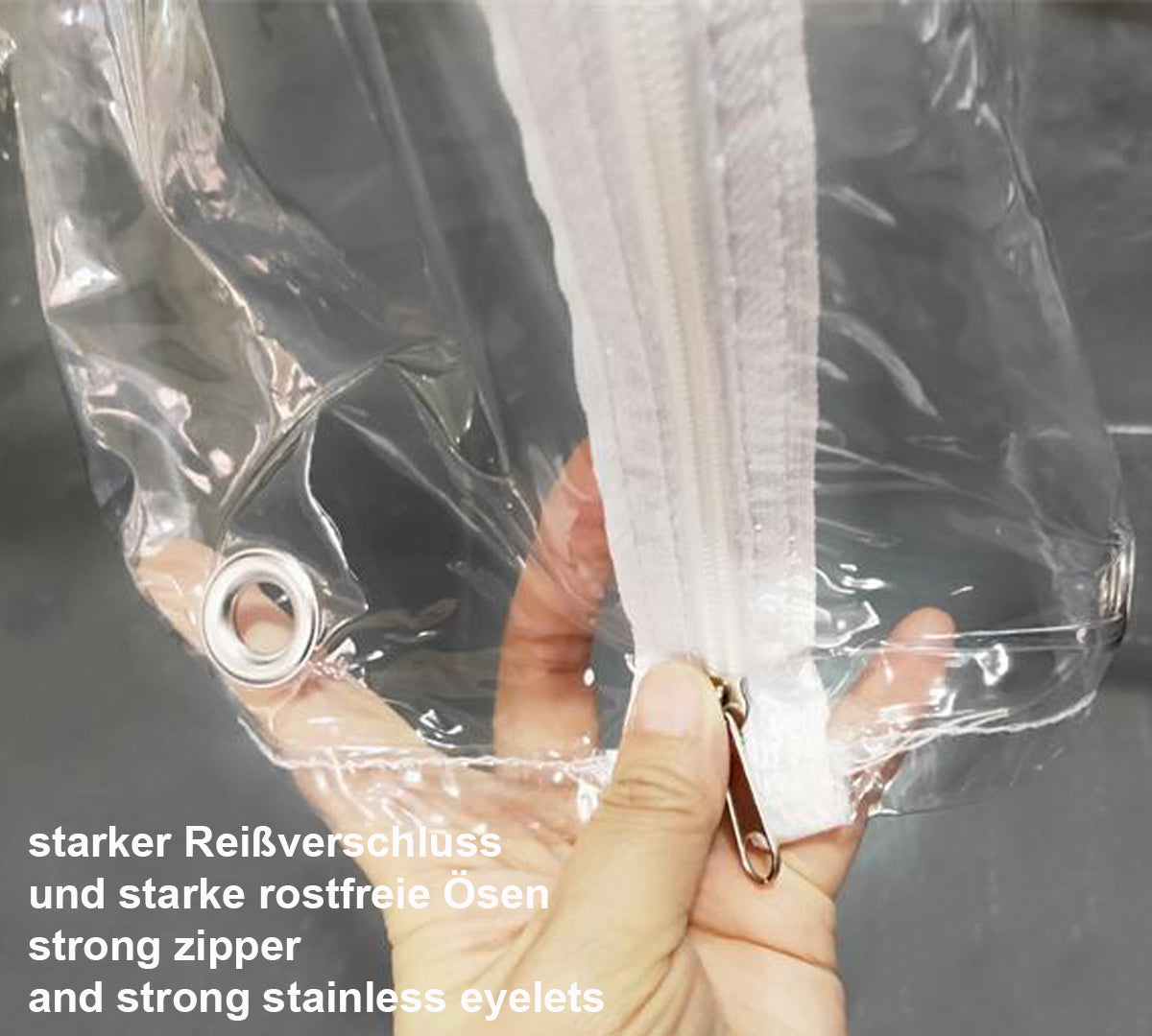 Abdeckhaube Gitterbox 125x85x95 cm PVC  Transparent mit Reißverschluss  wasserdicht UV stabil