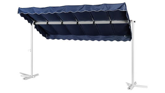 Standmarkise Dubai Blau 375x225cm  Terrassenüberdachung Raffmarkise Mobile  Markise